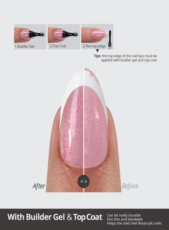 btartboxnails أظافر BTArtboxnails XCOATTIPS ذات الأطراف الفرنسية اللاصقة - قاعدة لامعة وردية، أظافر لاصقة متوسطة الحجم بلون اللوز، 90 قطعة، جودة صالونات التجميل، أطراف أظافر جل ناعمة قابلة للإزالة، متوفرة بـ 15 مقاسًا - Image 4